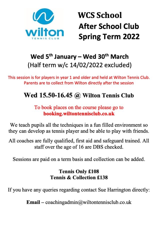 Wilton Tennis Spring 2022