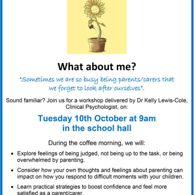 What About Me Parent Coffee Morning Flyer WCPS 021023